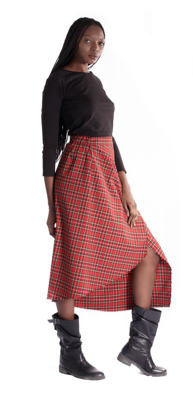 Asymmetric skirt red tartan Skirts 79,00 €